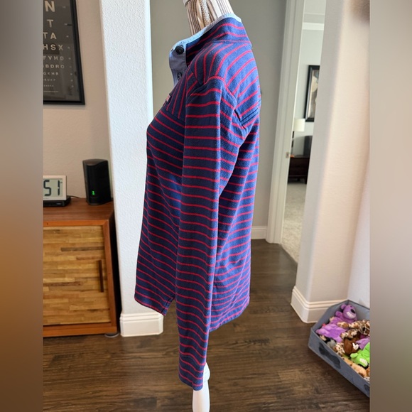 Vineyard Vines Navy and Red Striped Polo long sleeve - Picture 4 of 16